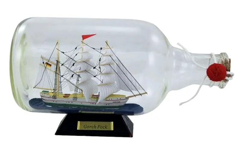 Großes Flaschenschiff- Buddelschiff- Schiff in Flasche- Gorch Fock