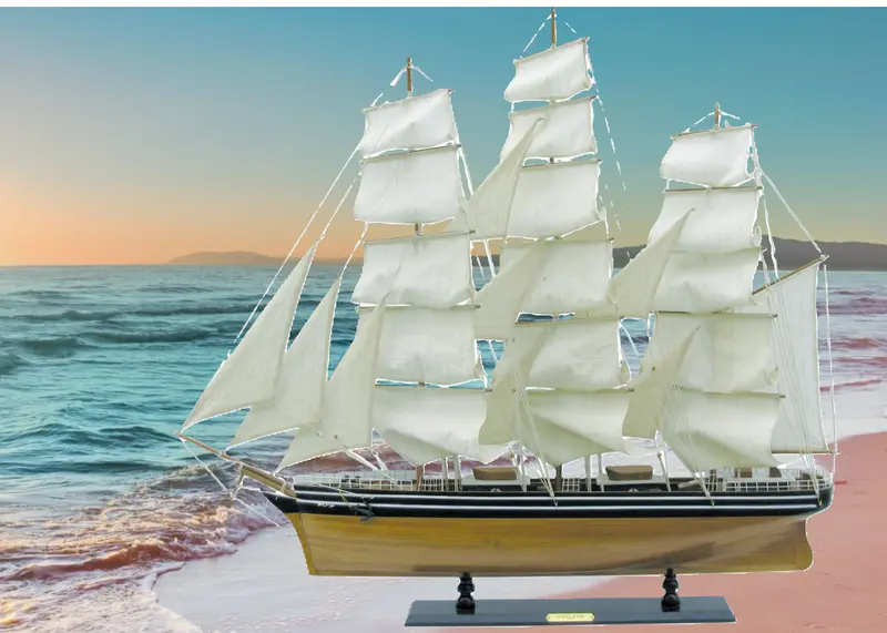 Großes Segelschiff, Schiffsmodell Segler Holz 107 cm