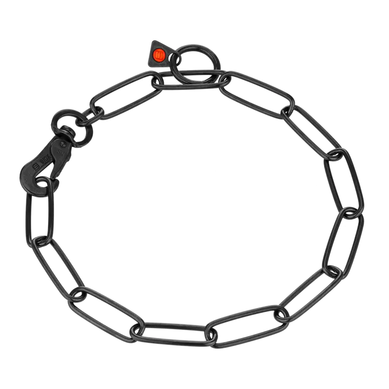 Halskette, langgliedrig, verstellbar - mit SPRENGER-Haken - Edelstahl Rostfrei schwarz, 3,0 mm