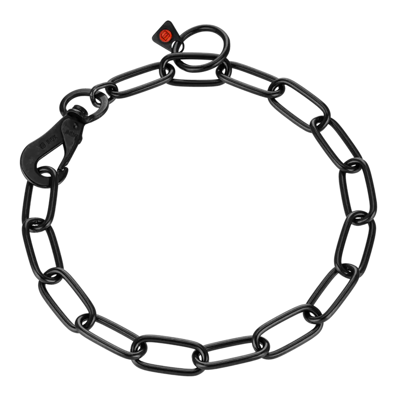 Halskette, langgliedrig, verstellbar - mit SPRENGER-Haken - Edelstahl Rostfrei schwarz, 4,0 mm
