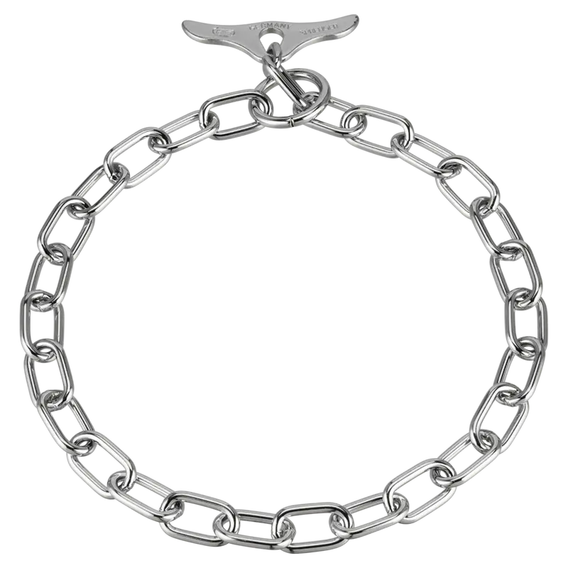 Halskette mit Knebelverschluss, medium - Stahl verchromt, 3,4 mm