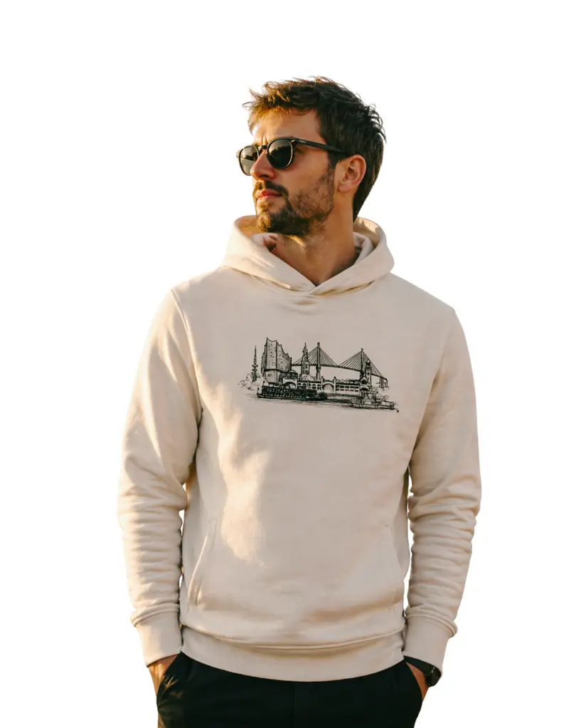 Hamburg Hoodie Skyline Druck schwarz