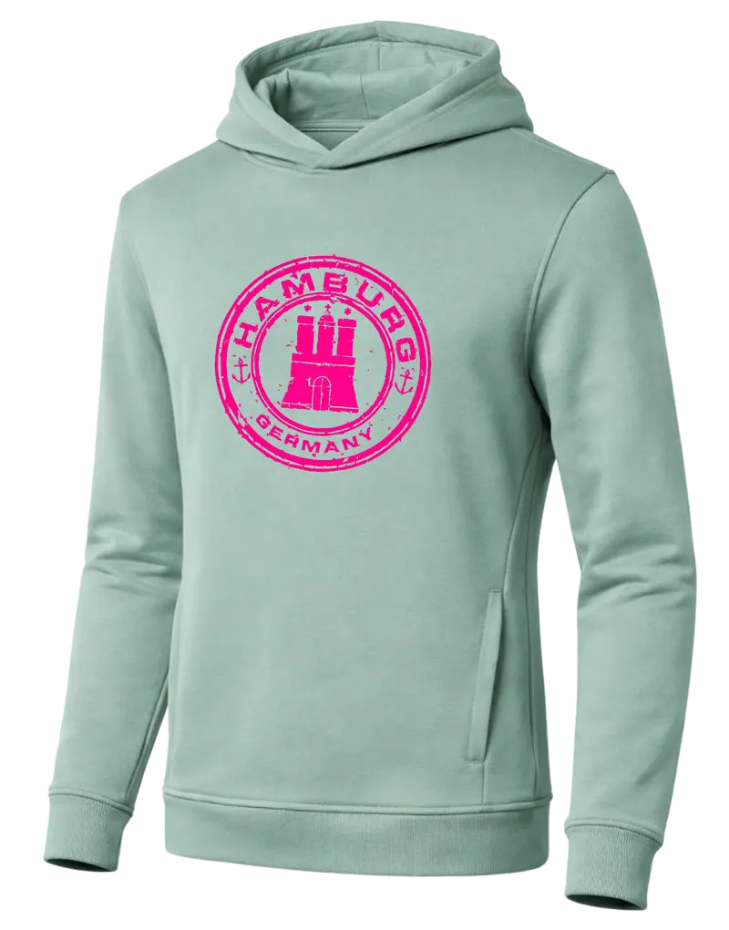Hamburg Stamp Hoodie Neon Pink Print