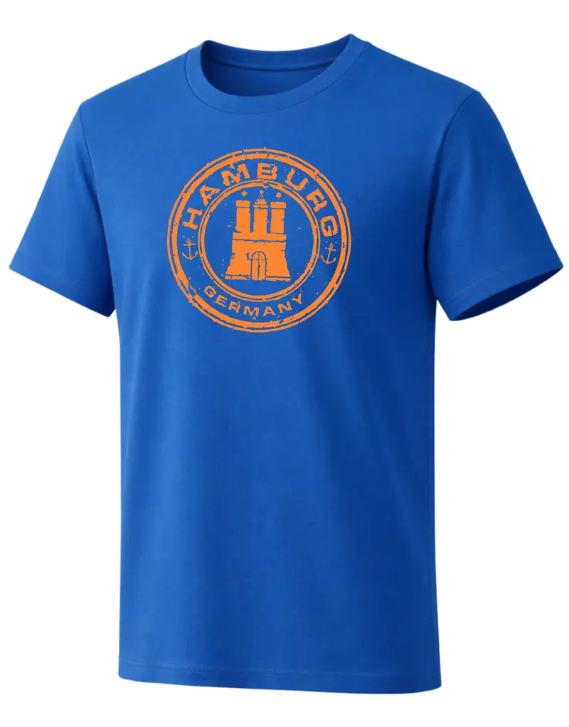 Hamburg Stamp T-Shirt – Druck neon orange groß