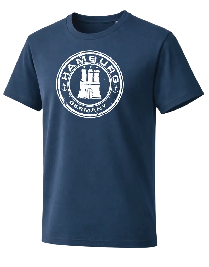 Hamburg „Stamp“  T-Shirt – Vintage Print weiß groß
