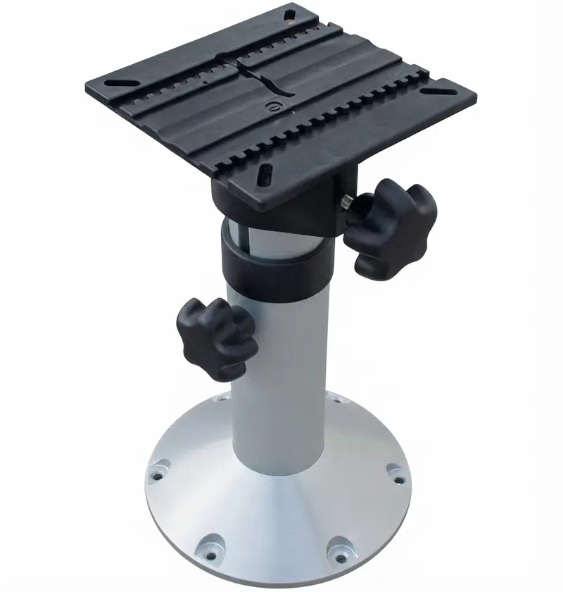 Höhenverstellbares Sitzbein für Bootssitz 340–510 mm – "Standard M" drehbar & feststellbar, Aluminium, 225 mm Standfuß