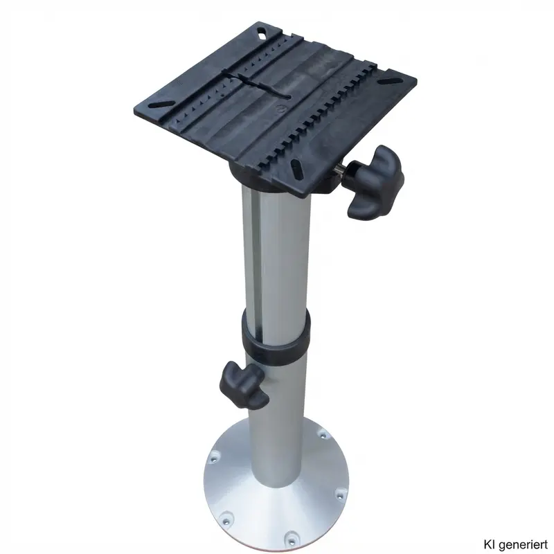Höhenverstellbares Sitzbein für Bootssitz 500–750 mm – "Standard L" drehbar & feststellbar, Aluminium, 225 mm Standfuß