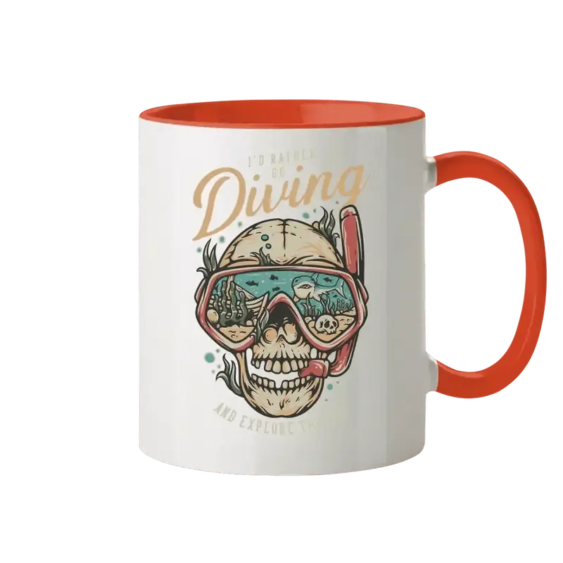 Id rather go diving - Tasse zweifarbig