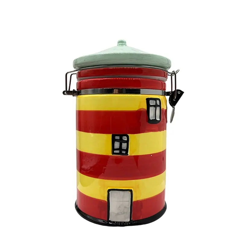Keramik-Leuchtturm-Vorratsdose, Kaffeedose, Dose, „Pilsum“, mittel, 250g, 69712