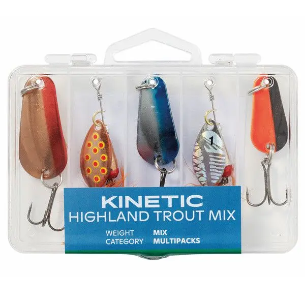 Kinetic Highland Forellenködermix – 5 Stück Spinner & Blinker