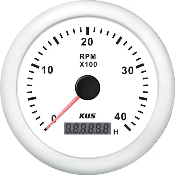 KUS Drehzahlmesser mit Betriebsstundenzähler – 0–4000 U/min, 12/24 V, Ø 85 mm