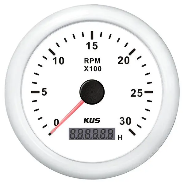 KUS Drehzahlmesser mit Betriebsstundenzähler – Dieselmotor 0–3000 U/min, 12/24 V
