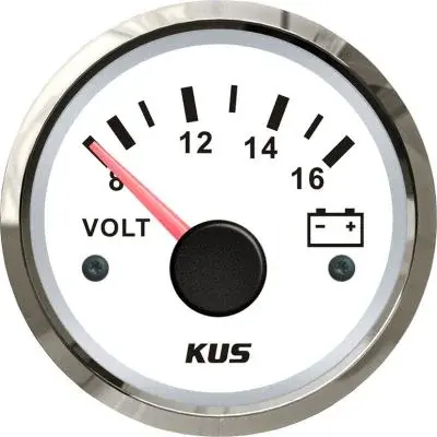 KUS Voltmeter weiß mit Edelstahllünette