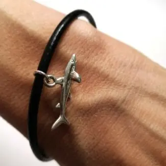 Leather bracelet with shark