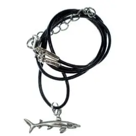 Leather necklace with shark