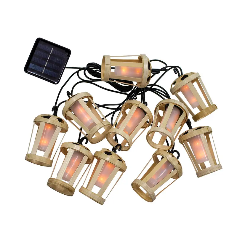 LED-Lichterkette Herima mit Bambus-Laternen | Solar oder 230 V