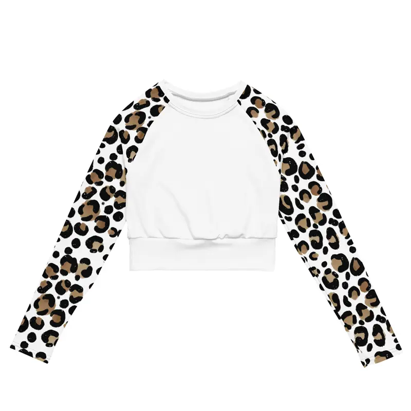 Leo White-recyceltes Langarm Crop Top