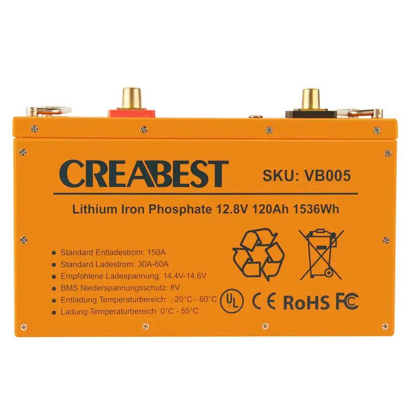 LiFePO4 Battery 120Ah 12.8V Deep Cycle for RV Marine Leisure Boat Caravan Camping