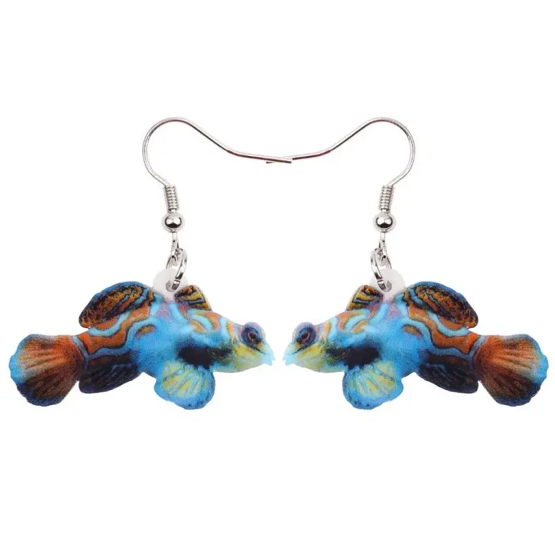 Mandarin Fish Earrings - blue or green