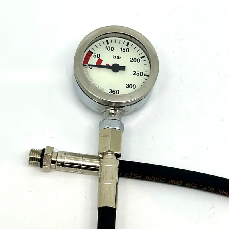 Manometer Pro, 52mm, verchromt + HD Schlauch