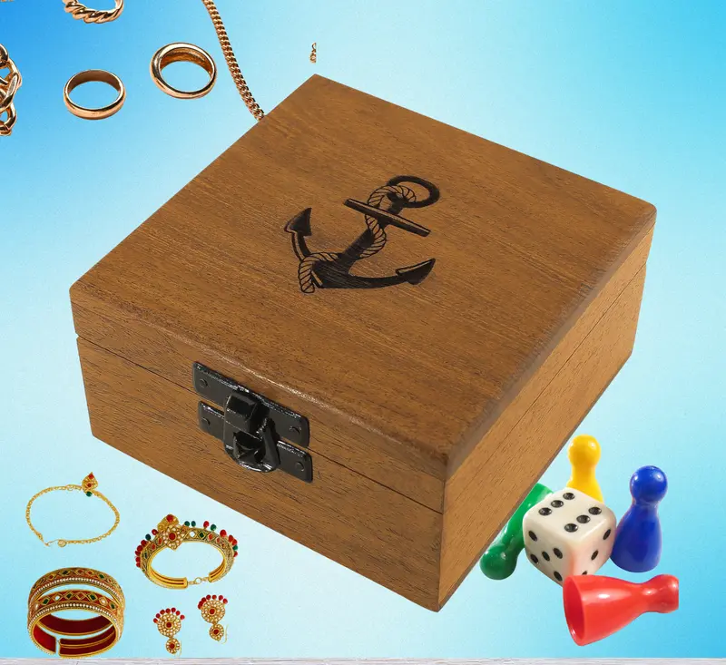Maritime Holzkiste- Schmuck, Spielebox 10 cm