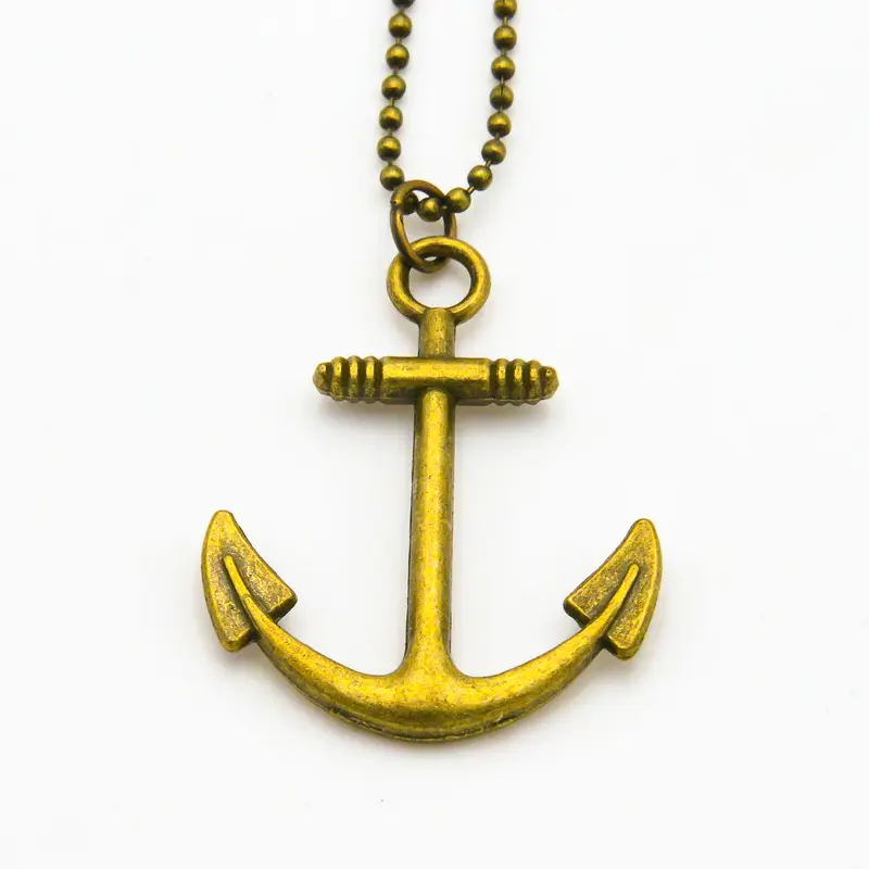 Maritime Kette mit großem Anker in bronze