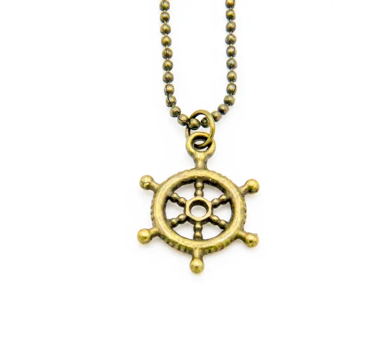 Maritime Kette mit Steuerrad in bronze