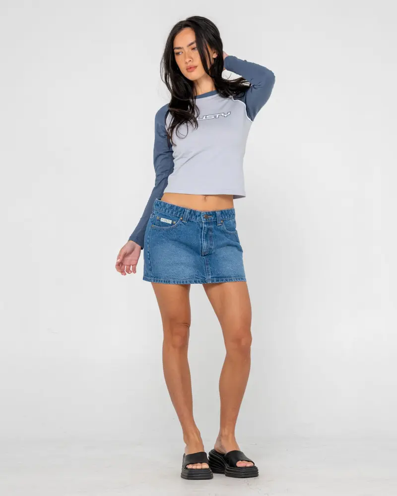 Mavericks Low Rise Mini Denim Skirt