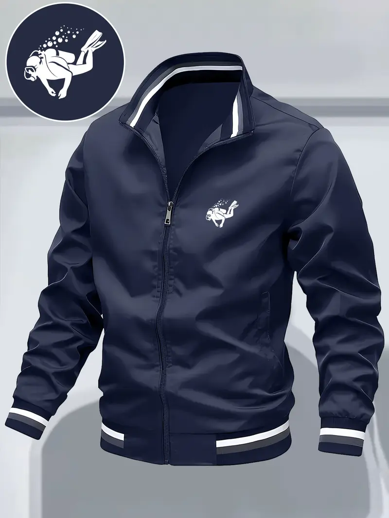 Men’s Diver Print High Neck Lightweight all weather Jacket