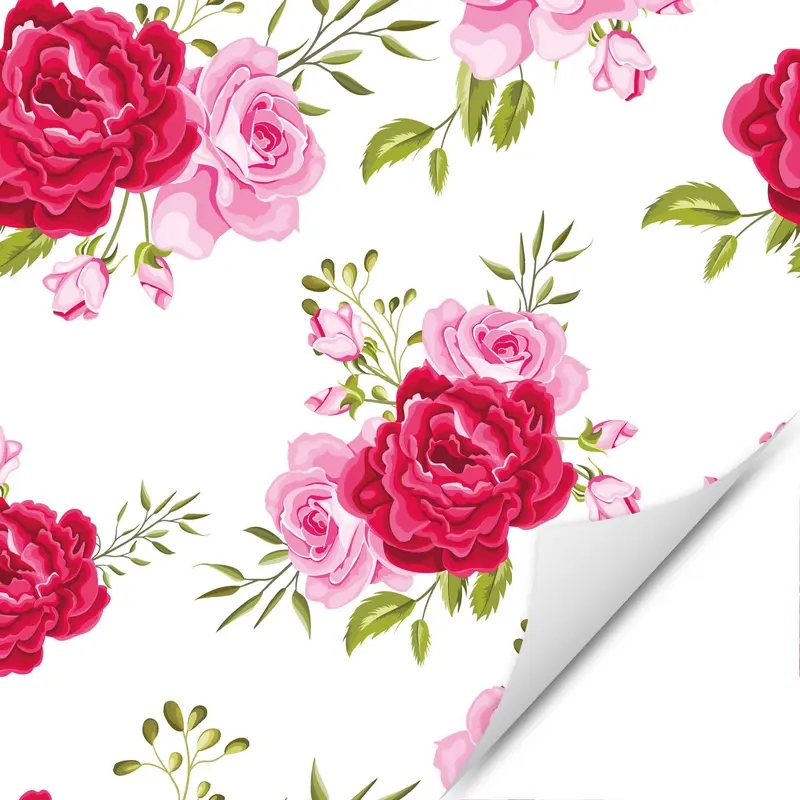 Möbelfolie Blumen auf Weiß | Selbstklebend