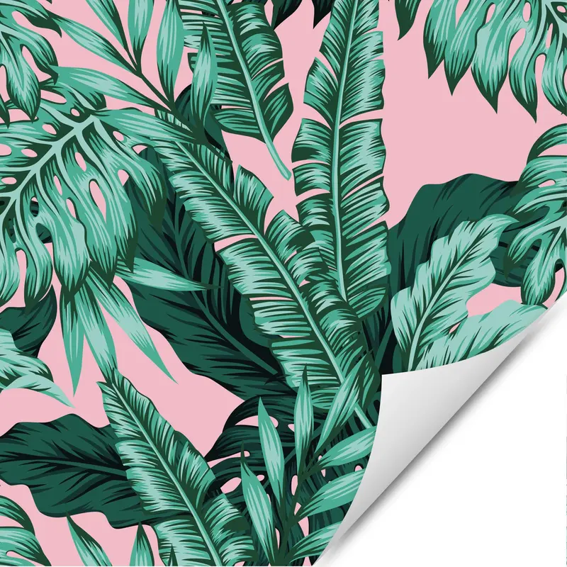 Möbelfolie Botanische Blätter auf Rosa | Selbstklebend
