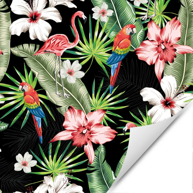 Möbelfolie Flamingos & Papageien | Selbstklebend