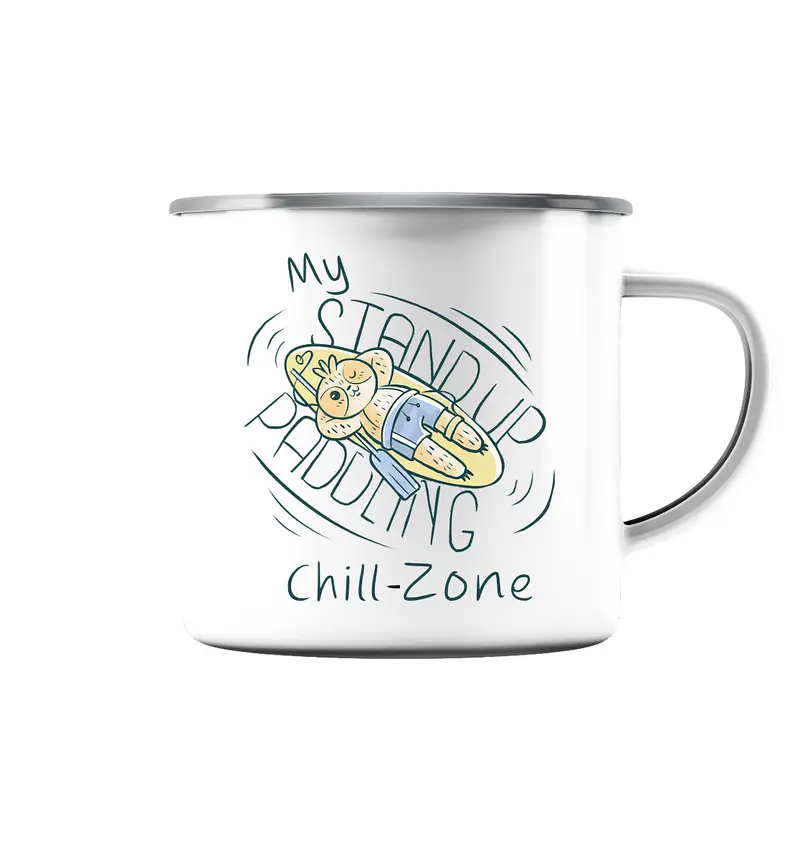 My Stand Up Paddling Chill-Zone  - Emaille Tasse (Silber)