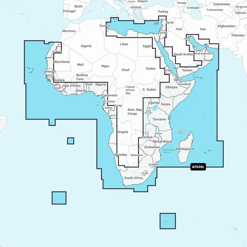 Navionics+ AF630L – Elektronische Seekarte Afrika, Madagaskar, Naher Osten & Arabische Halbinsel