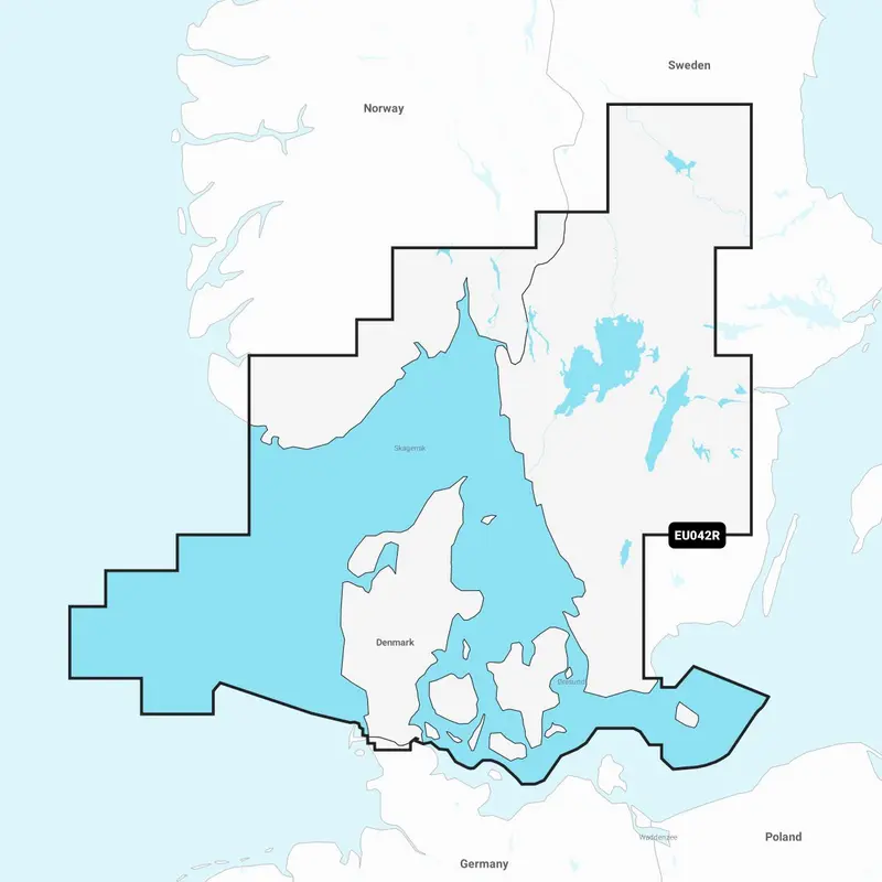 Navionics+ EU042R – Elektronische Seekarte Norwegen Südküste, Dänemark & Schweden Westküste bis Trelleborg