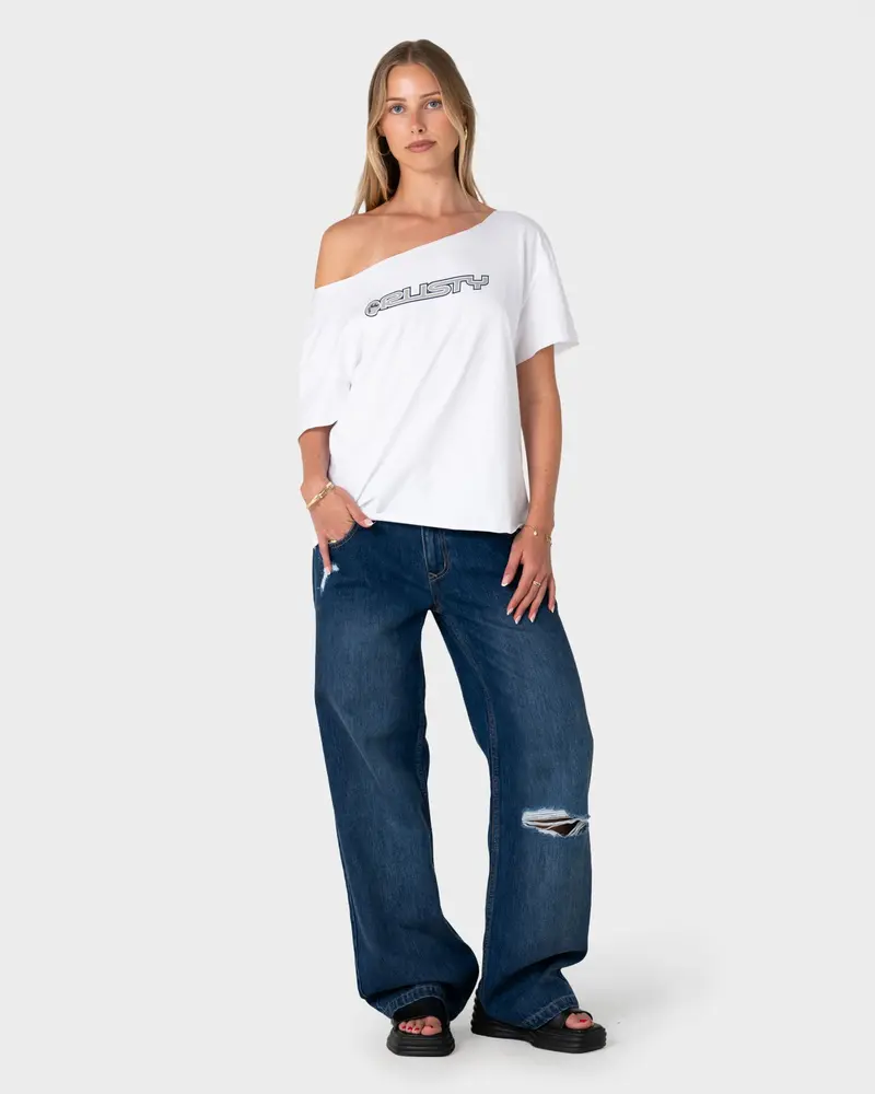 New But Old Off Shoulder Graphic Tee