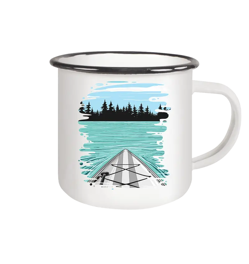 Nice SUP View - Emaille Tasse (Black)