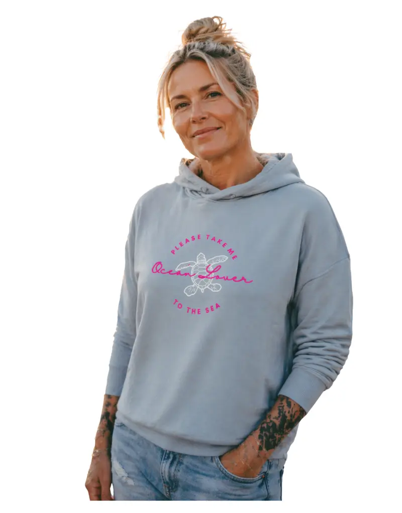 Ocean Lover Hoodie Druck Pink Schildkröte weiß