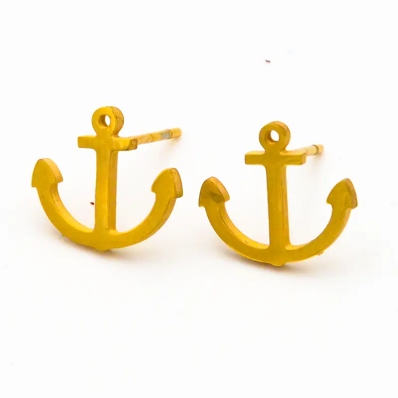Ohrstecker Anker Gold groß aus Edelstahl