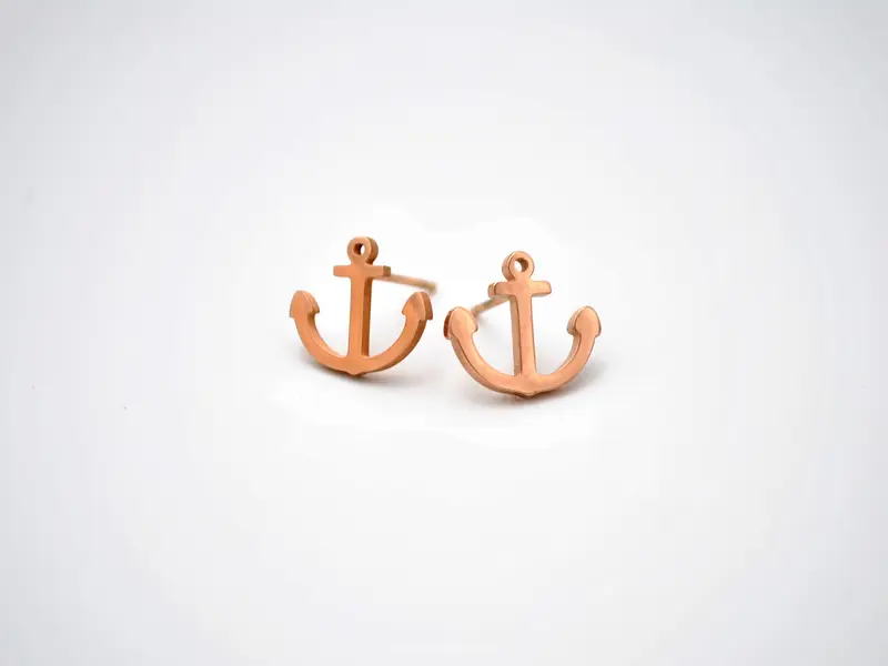 Ohrstecker Anker Roségold groß aus Edelstahl