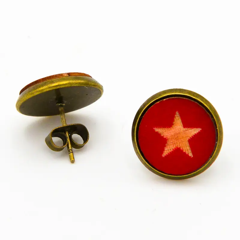 Ohrstecker mit Holz Stern Rot