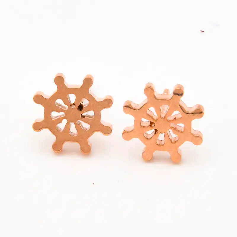 Ohrstecker Steuerrad Roségold aus Edelstahl