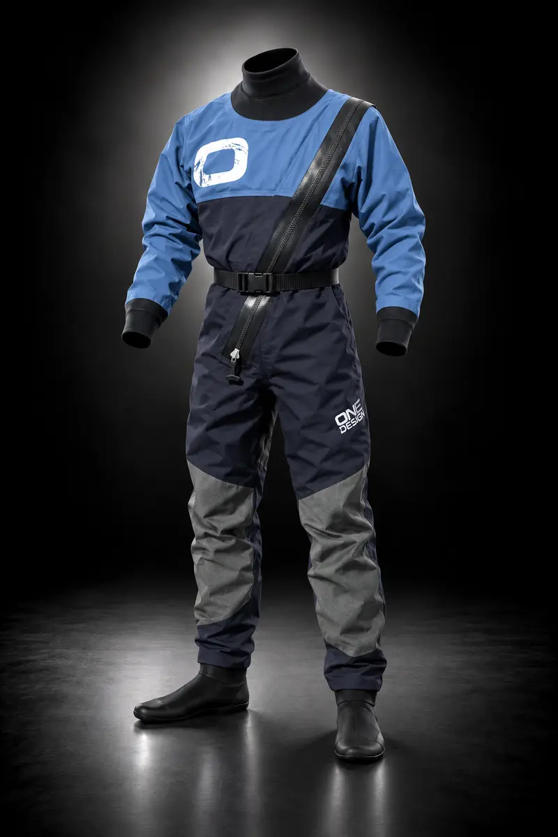 OneDesign® Trockenanzug TH5 Muster Hybrid Light - SAIL | SUP | KITE - mit Neoprenknieverstärkung