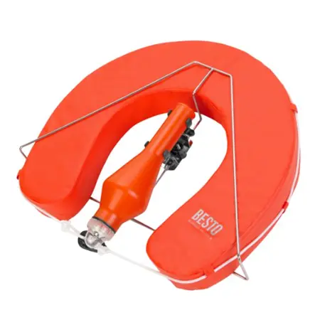 Orange Horseshoe Lifebuoy Set with Light and Holder