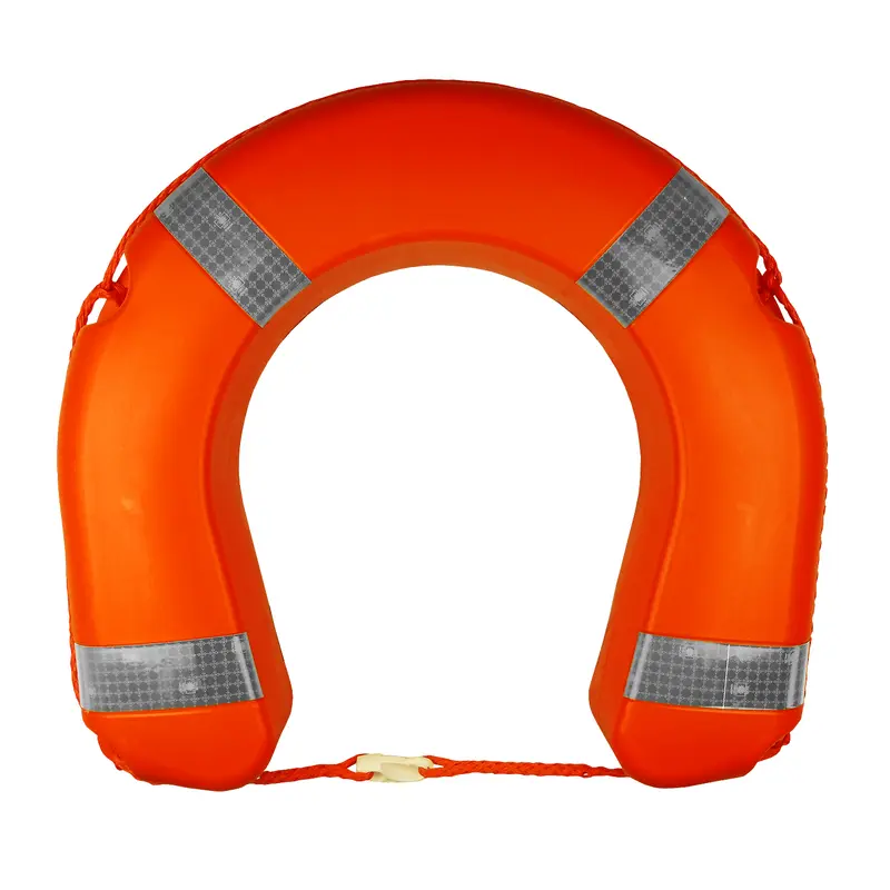 Orange Horseshoe Lifebuoy with Reflecting Stripes