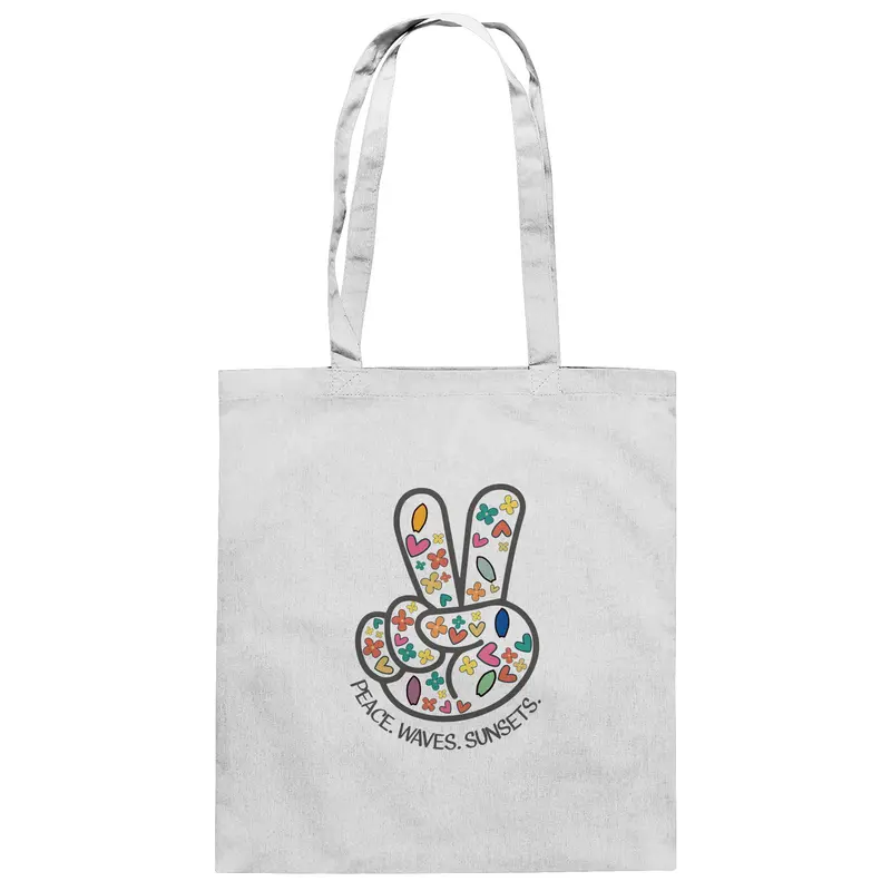 Peace. Waves. Sunsets. Frontdesign only - Baumwolltasche