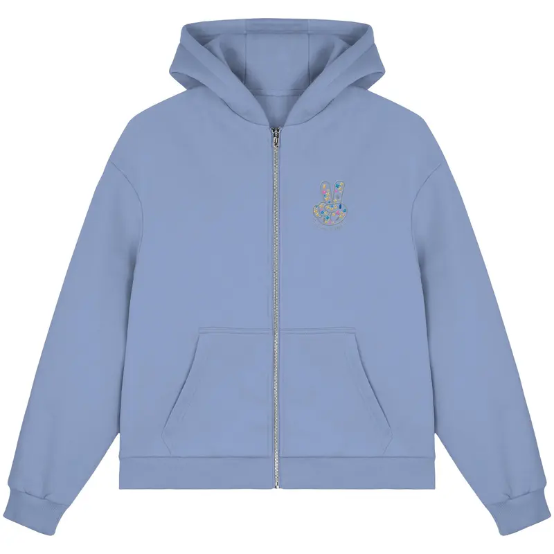 Peace. Waves. Sunsets. Frontdesign only - Fluffy Boxcut Zipper gesticktes Design
