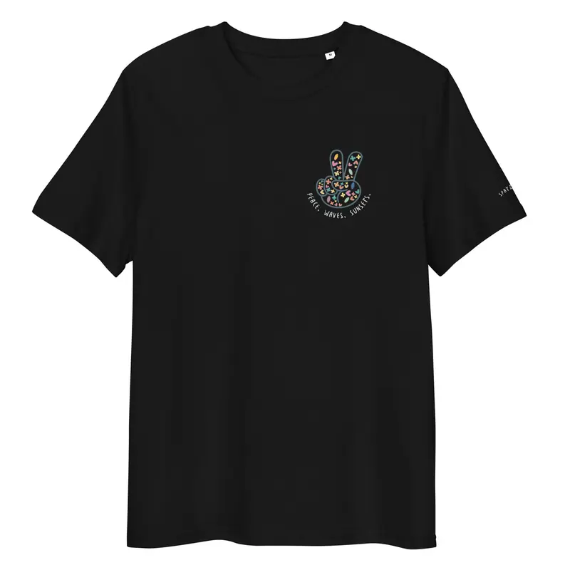 Peace. Waves. Sunsets. unisex-Bio-Baumwoll-T-Shirt