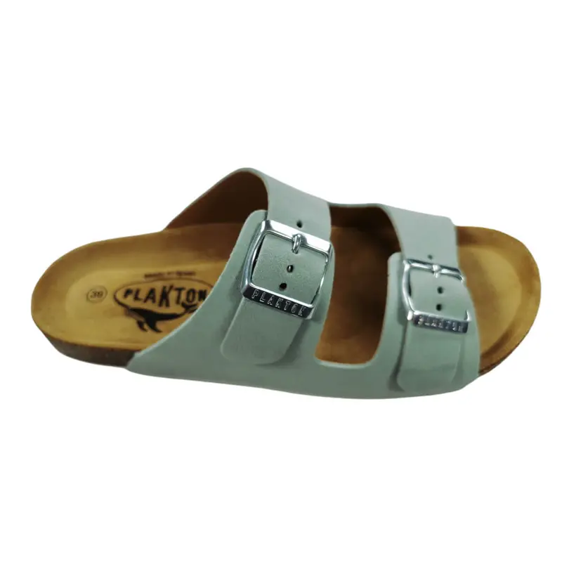 Plakton Beta Afelpado Damen Leder Pantolette Sandalette grün