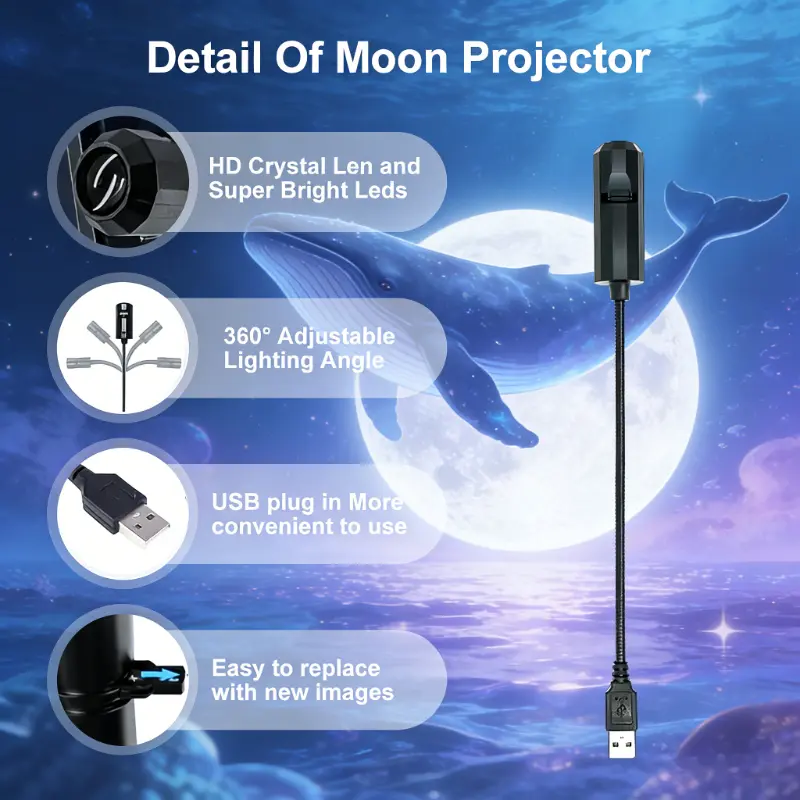 Portable USB Marine Life Projection Night Light